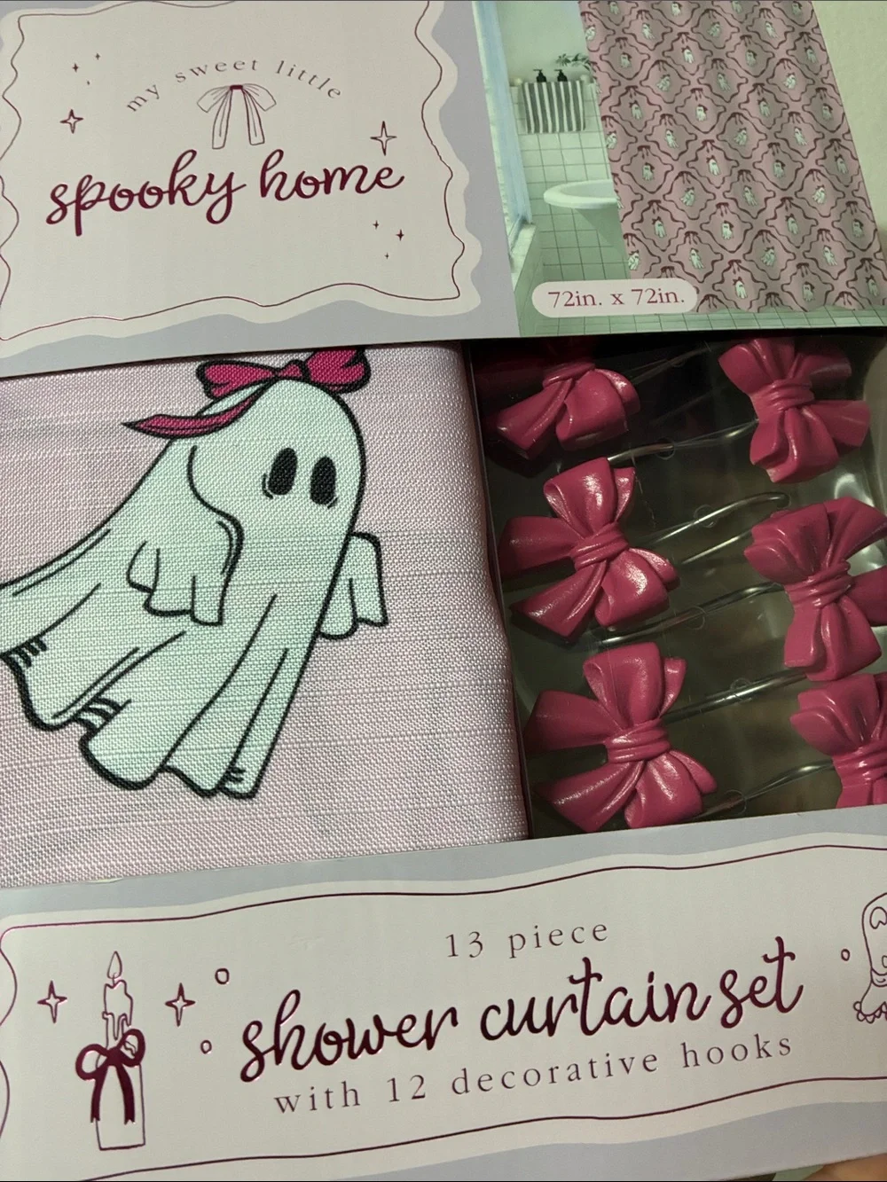 13PC Ghost & bows shower curtain set